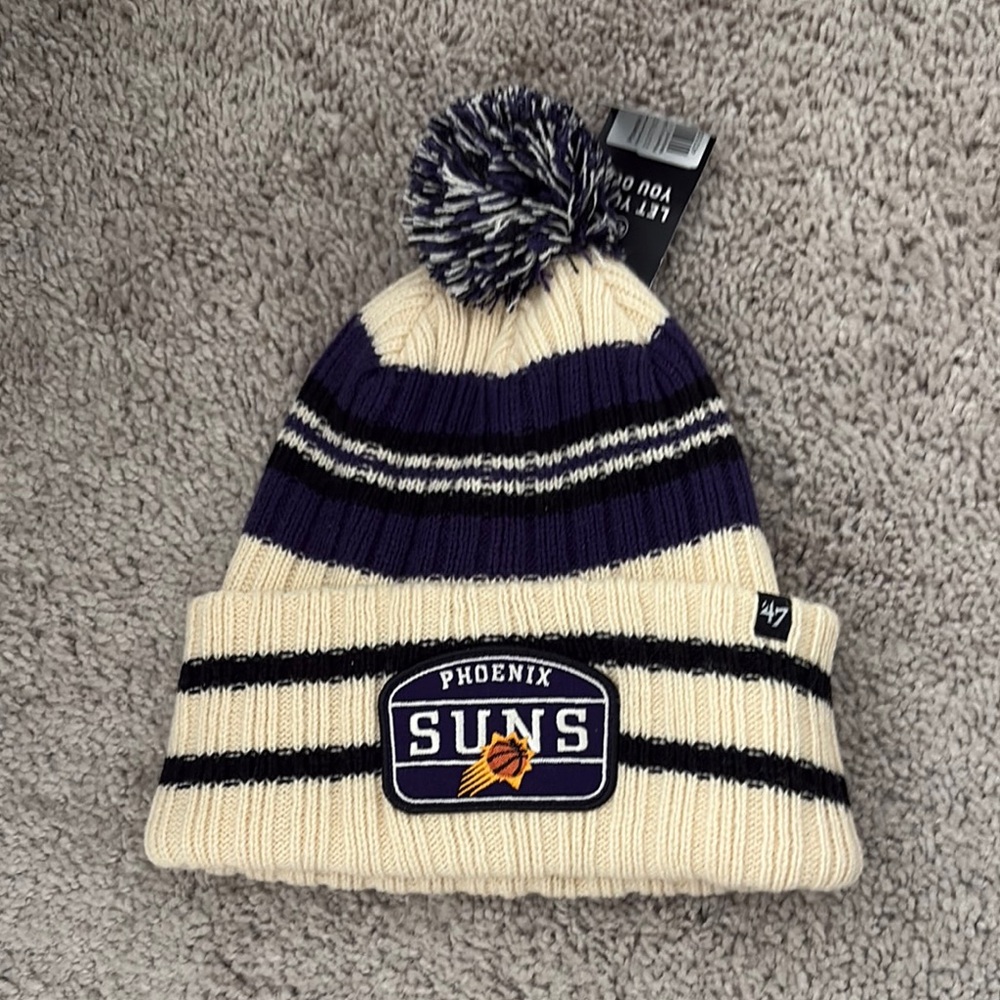 Phoenix Suns Beanie - Cream and Dark Purple